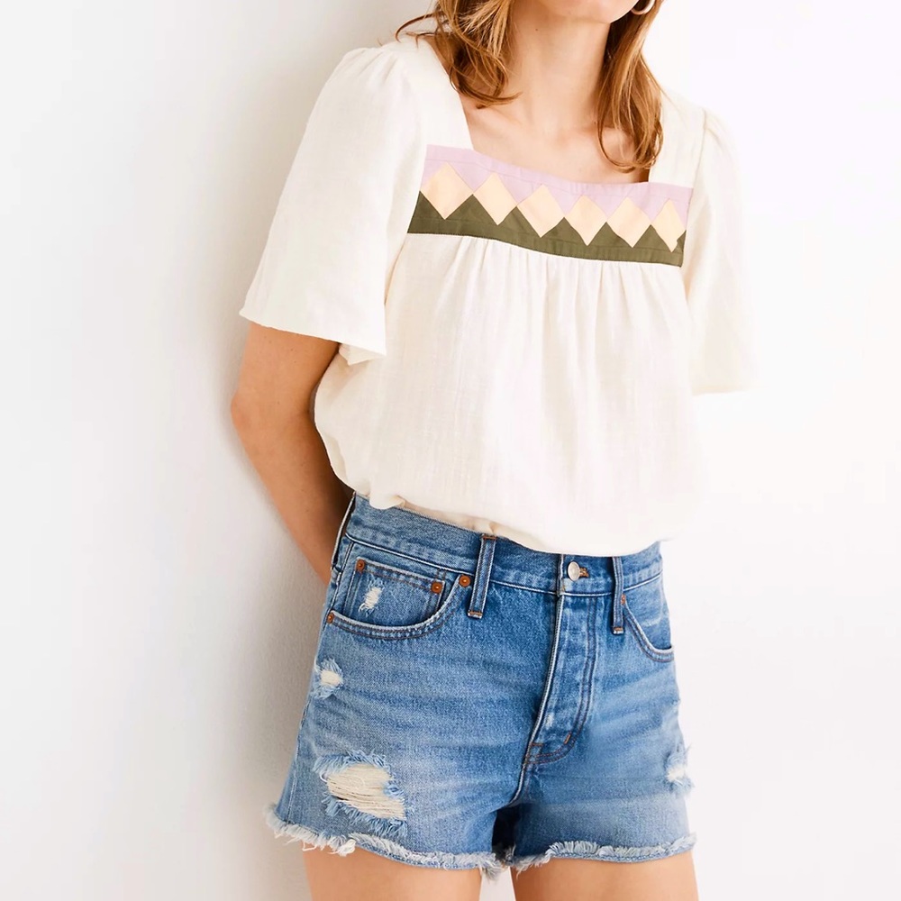 Madewell Relaxed Denim Shorts in Homecrest Wash: Ripped Edition high waist